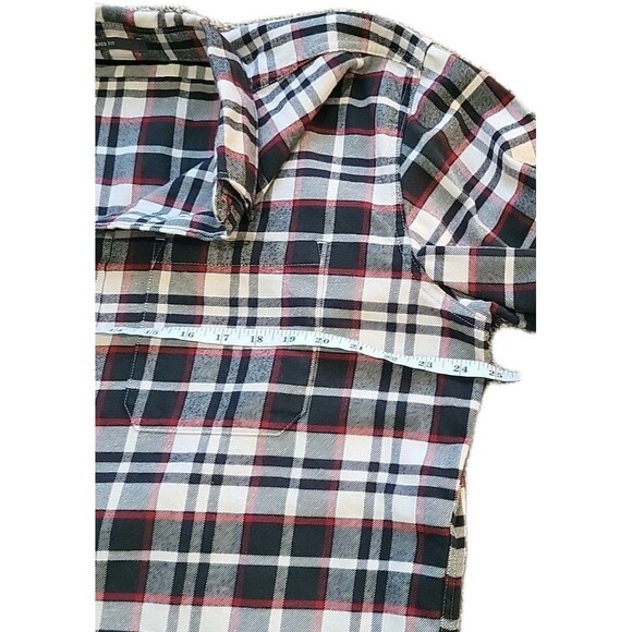 EDDIE BAUER Relaxed Fit Gray/Red Plaid Button Down Flannel Shirt Men's Size TL - Picture 5 of 14